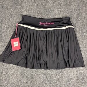 Juicy Couture Cloud Dancer Black Pleated Tennis Skirt Skort Lined Shorts